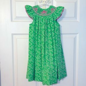 Amanda Remembers girls size 4 smock pink octopus 🐙 butterfly sleeve green dress